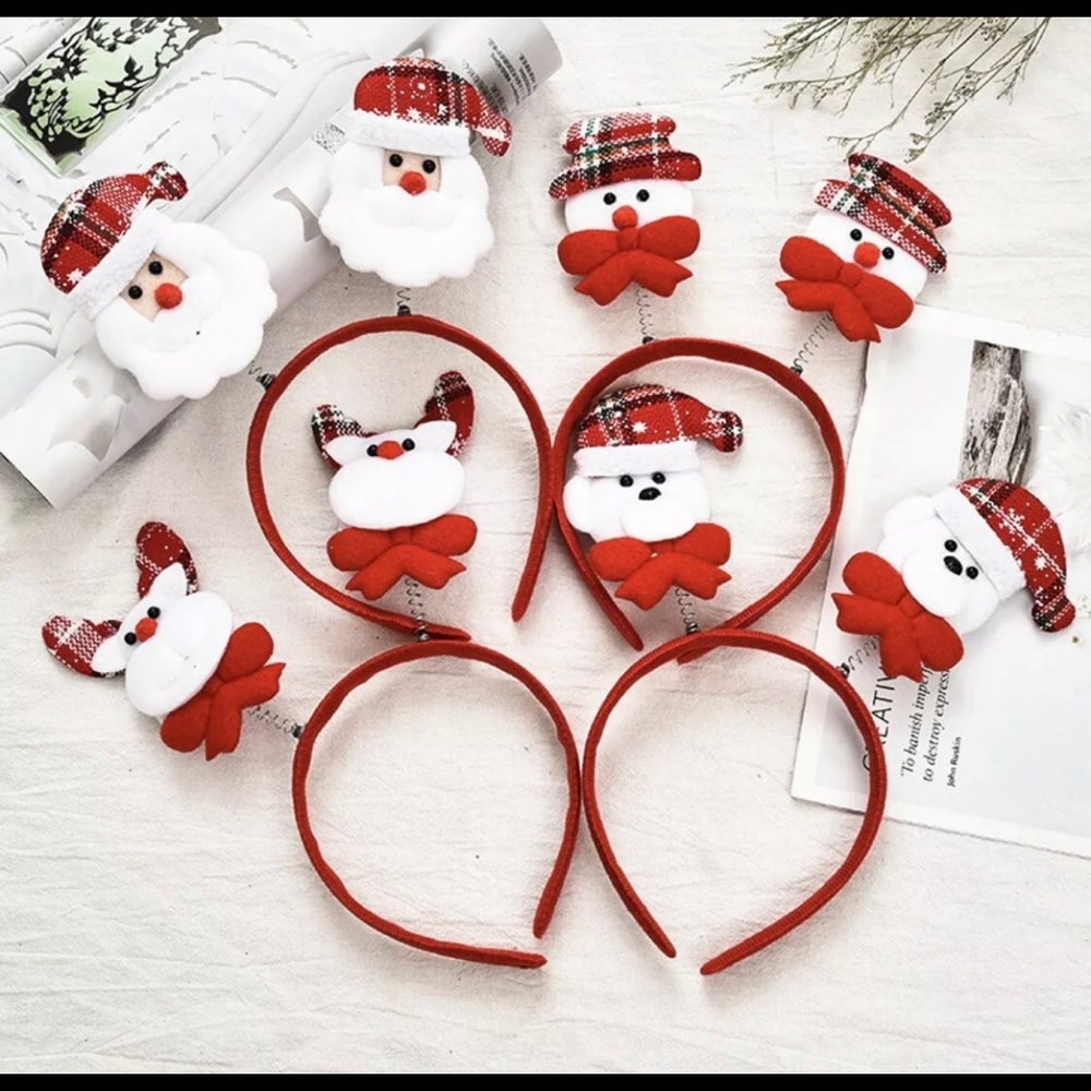 6Pack Holiday Christmas Headbands Cute,Fit All Sizes, ChristmasParty,photosbooth
